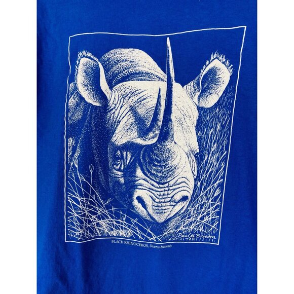 Vintage Black Rhino T-shirt, Paul Breeden Size XL Made in USA, 90s Environmental - Picture 3 of 9
